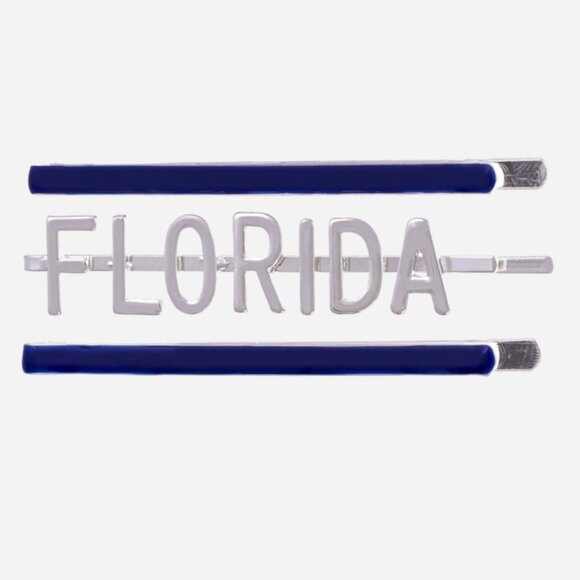 University of Florida Gators Three Piece Bobby Pin Set Silver and Navy Blue NEW - Picture 4 of 5